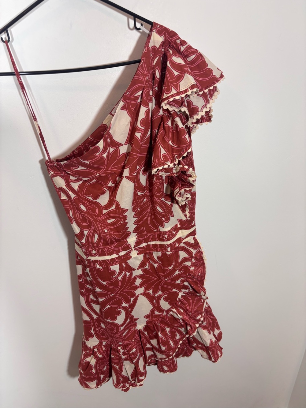 POUPETTE ST BARTH Corinne Floral Ruffled Cotton Minidress XS One Shoulder dainty - Picture 3 of 16